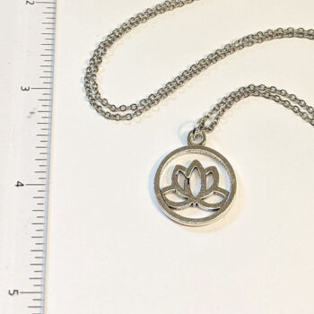 Silver Yoga Lotus Flower Hoop Necklace - Image 3