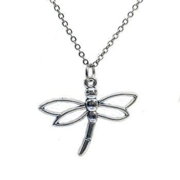 Hollow Dragonfly Necklace Antique Silver