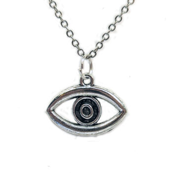 Hollow Oval Egyptian Eye of Horus Antique Silver Necklace