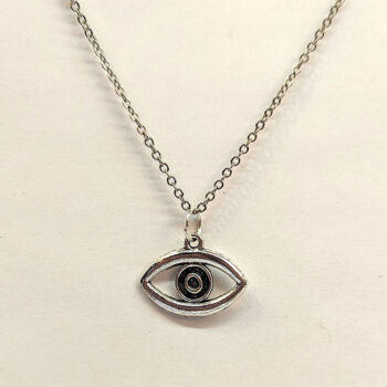 Hollow Oval Egyptian Eye of Horus Antique Silver Necklace - Image 4