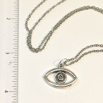 Hollow Oval Egyptian Eye of Horus Antique Silver Necklace - Image 3