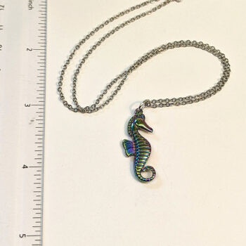 Stainless Steel Rainbow Seahorse Pendant Necklace - Image 3