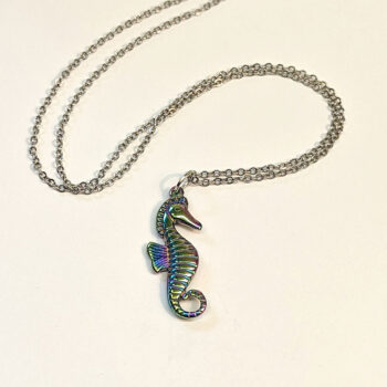 Stainless Steel Rainbow Seahorse Pendant Necklace - Image 2