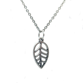 Teardrop Hollow Leaf Pendant Antique Silver