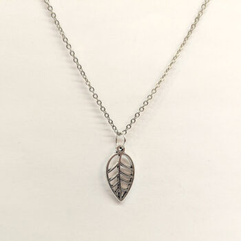 Teardrop Hollow Leaf Pendant Antique Silver - Image 4