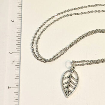 Teardrop Hollow Leaf Pendant Antique Silver - Image 3