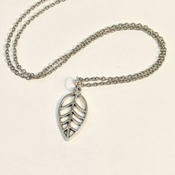 Teardrop Hollow Leaf Pendant Antique Silver - Image 2