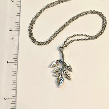 Antique Silver Curved Branch With Leaves Necklace - Image 3