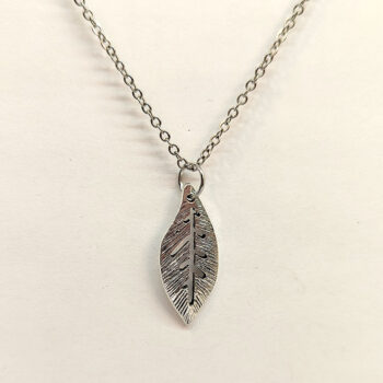 Oval Hollow Leaf Pendant Antique Silver