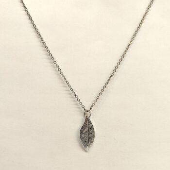 Oval Hollow Leaf Pendant Antique Silver - Image 4