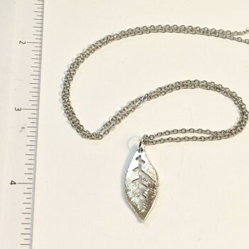 Oval Hollow Leaf Pendant Antique Silver - Image 3