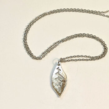 Oval Hollow Leaf Pendant Antique Silver - Image 2