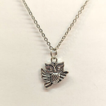 Antique Silver Cute Owl Charm Necklace