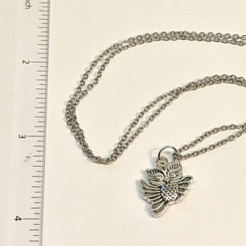 Antique Silver Cute Owl Charm Necklace - Image 3