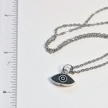 Antique Silver Oval Egyptian Eye of Horus Necklace - Image 3