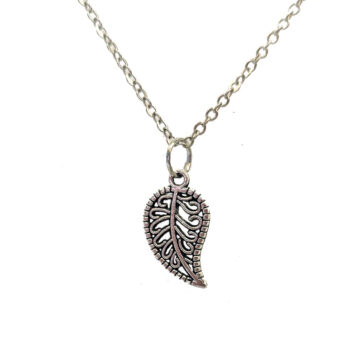 Small Curved Hollow Leaf Pendant Antique Silver