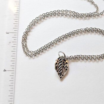 Small Leaf Charm Antique Silver Necklace - Image 4