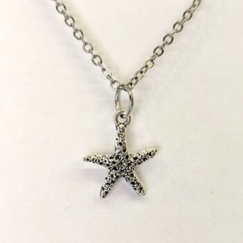 Antique Silver Small Textured Starfish Necklace