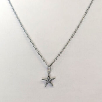 Antique Silver Small Textured Starfish Necklace - Image 4