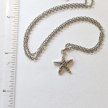 Antique Silver Small Textured Starfish Necklace - Image 3