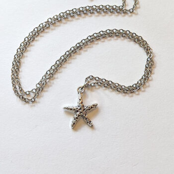 Antique Silver Small Textured Starfish Necklace - Image 2