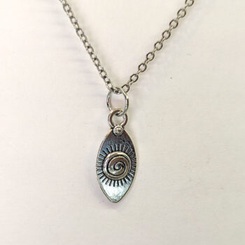 Small Oval Egyptian Eye of Horus Antique Silver Necklace