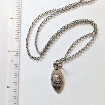 Small Oval Egyptian Eye of Horus Antique Silver Necklace - Image 3