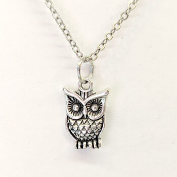 Antique Silver Small Owl Charm Necklace - Image 2