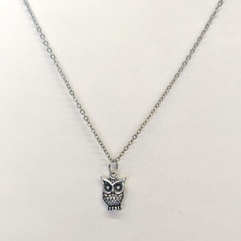 Antique Silver Small Owl Charm Necklace - Image 4