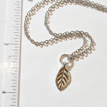 Dainty Veined Leaf Charm Antique Silver - Image 3