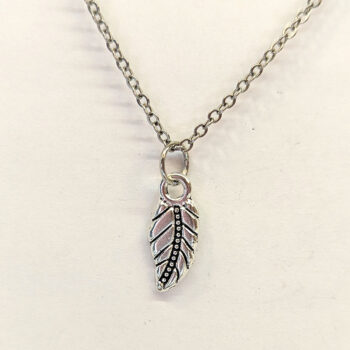 Dainty Leaf Charm Antique Silver