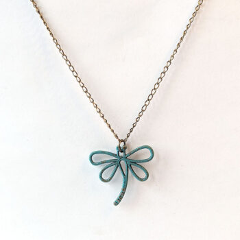 Hollow Antique Bronze Patina Dragonfly Curved Tail Necklace - Image 4