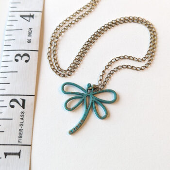 Hollow Antique Bronze Patina Dragonfly Curved Tail Necklace - Image 3