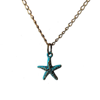 Antique Bronze Patina Small Textured Starfish Necklace