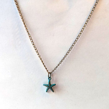 Antique Bronze Patina Small Textured Starfish Necklace - Image 4