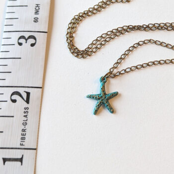 Antique Bronze Patina Small Textured Starfish Necklace - Image 3