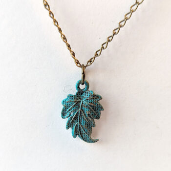 Antique Bronze Patina Small Leaf Vintage Style Necklace