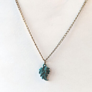 Antique Bronze Patina Small Leaf Vintage Style Necklace - Image 4