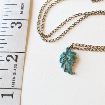 Antique Bronze Patina Small Leaf Vintage Style Necklace - Image 3