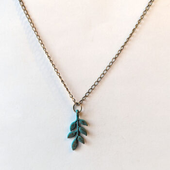 Curved Branch With Leaves Antique Bronze Patina Necklace - Image 3