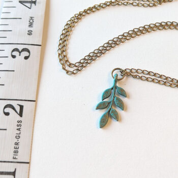 Curved Branch With Leaves Antique Bronze Patina Necklace - Image 2