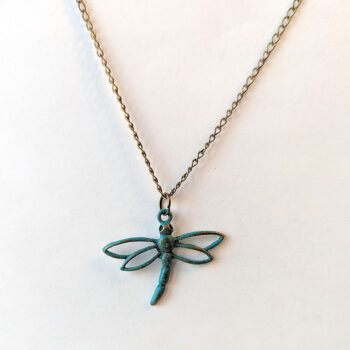 Hollow Antique Bronze Patina Dragonfly Necklace - Image 4