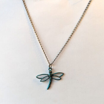 Hollow Antique Bronze Patina Dragonfly Necklace - Image 3