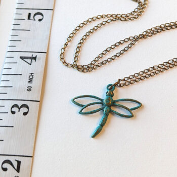 Hollow Antique Bronze Patina Dragonfly Necklace - Image 2