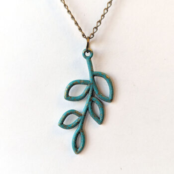 Antique Bronze Patina Hollow Cutout Leaves Branch Necklace