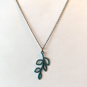 Antique Bronze Patina Hollow Cutout Leaves Branch Necklace - Image 4