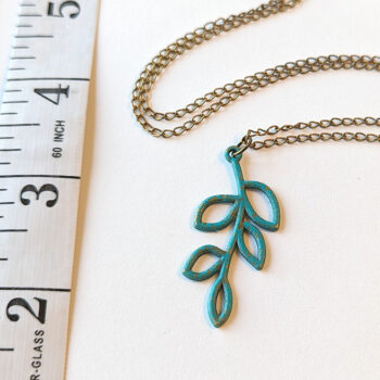 Antique Bronze Patina Hollow Cutout Leaves Branch Necklace - Image 3