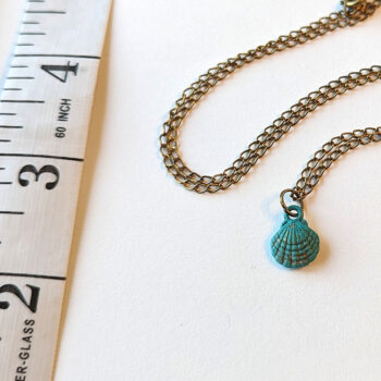 Antique Bronze Patina Double Sided Scallop Shell Necklace - Image 3