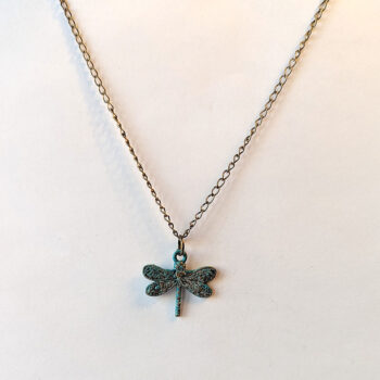 Antique Bronze Patina Small Dragonfly Necklace - Image 4