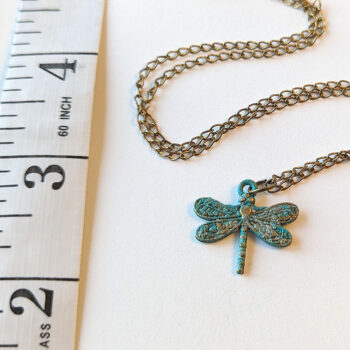 Antique Bronze Patina Small Dragonfly Necklace - Image 3